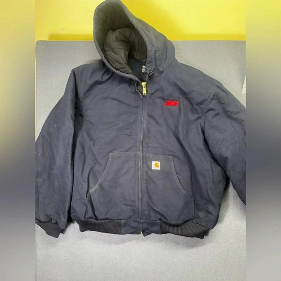 Carhartt Faded Navy Workwear Coat GUC Mens 2XL Loose Thick Heavy Farm Country - Picture 1 of 7